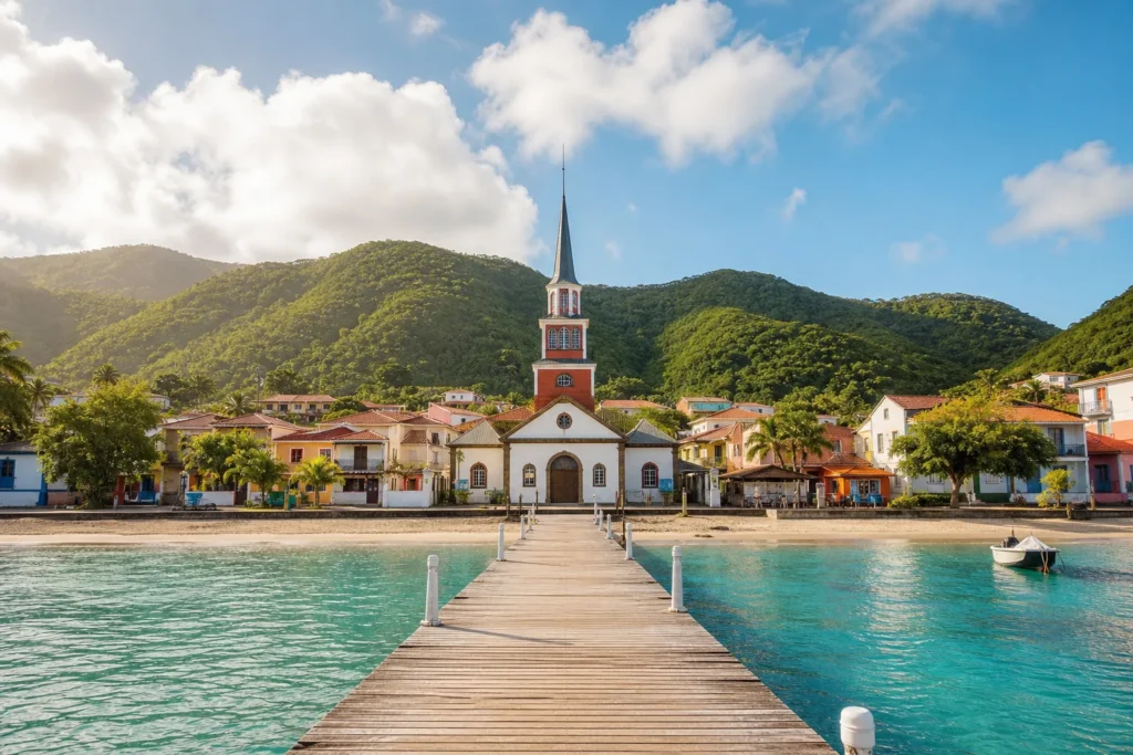 Église et ponton des Anses-d’Arlet en Martinique