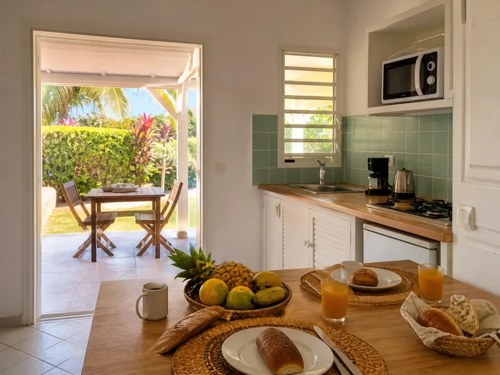 Cuisine équipée d’une location de vacances en Martinique