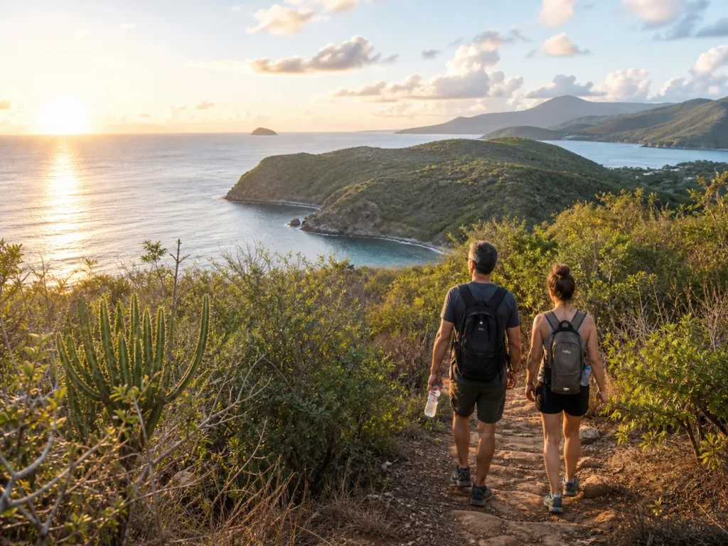 Couple en randonnée sur la presqu’île de la Caravelle