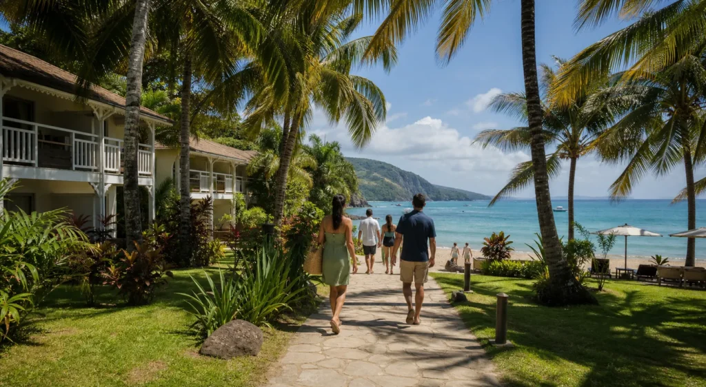 Hôtel au bord d’une plage dans le sud de la Martinique