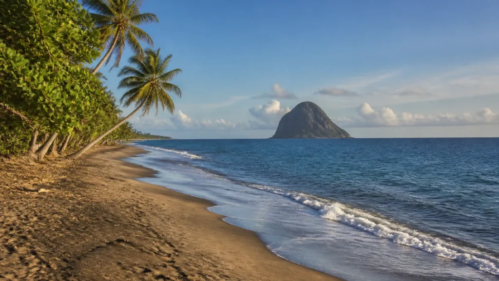 Plage du Diamant face au Rocher du Diamant en Martinique